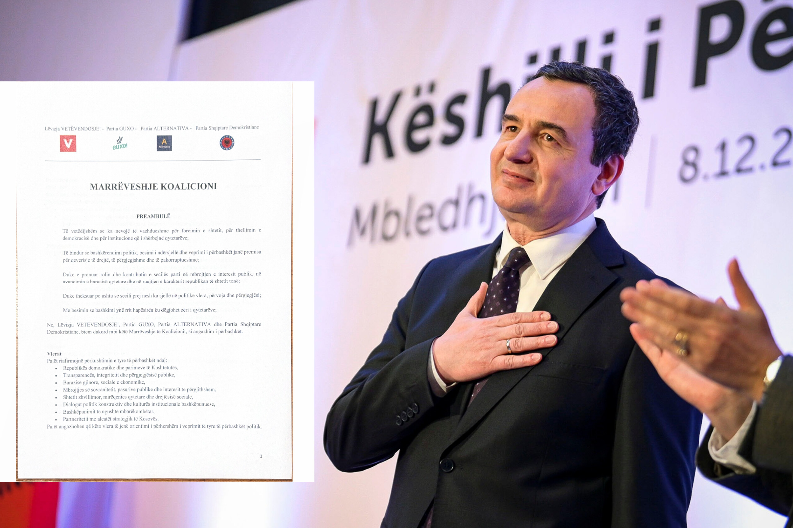 Marrëveshja e Vetëvendosjes me tri parti bëhet publike në letër