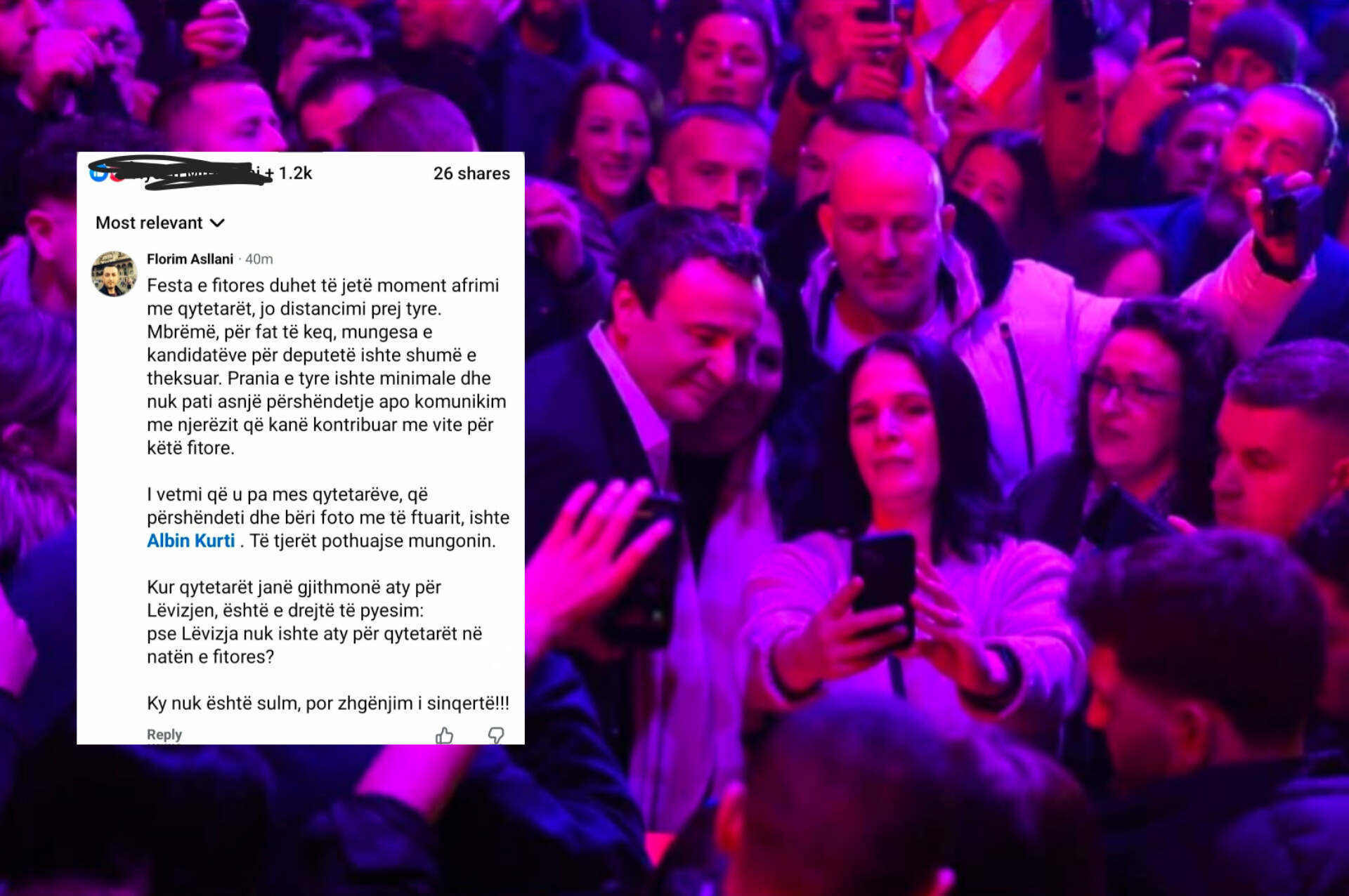 Mbështetësi i VV-së i zhgënjyer me kandidatët në festë fitores